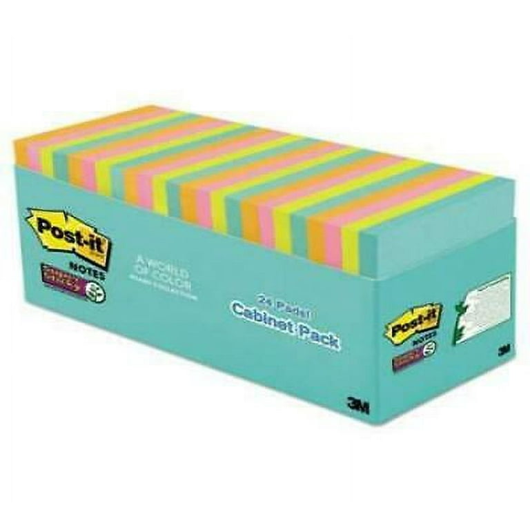 Post-it Notes Super Sticky Pads in Miami Colors, 3 x 3, 70/Pad, 24 Pads/Pack (65424ssmiacp)