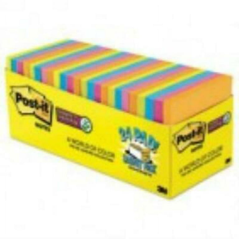 Post-it Notes Super Sticky Pads in Rio de Janeiro Colors,70/Pad,24  Pads/Pack 