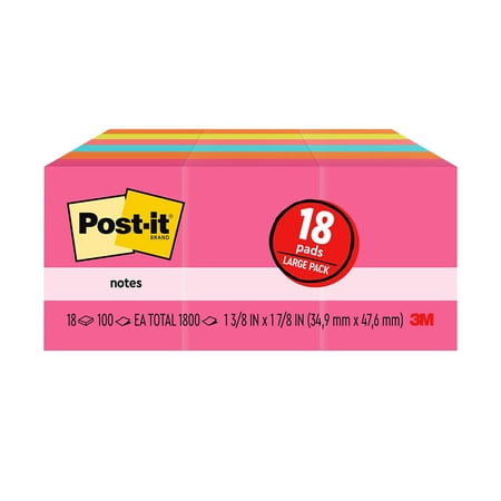 Post-it Notes, 1 3/8" x 1 7/8", Cape Town Collection, 18 Pads, 100 Sheets/Pad