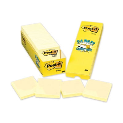 3m 70005141687 Original Pads In Canary Yellow, Cabinet Pack, 3" X 3", 90 Sheets/pad, 24 Pads/pack