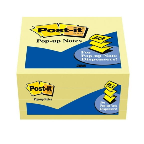 Post-it Original Pop-up Notes 3" x 3", Canary Yellow, 4 Pads/Pack