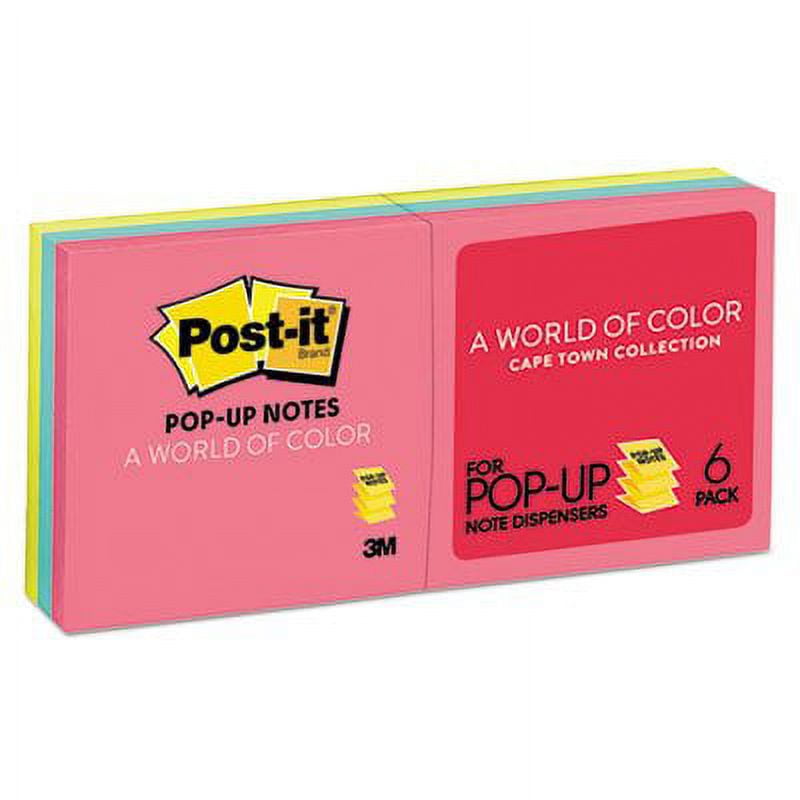 Post-it Original Pop-up Refill, 3" x 3", Poptimistic Collection Colors, 100 Sheets/Pad, 6 Pads/Pack (R330AN)