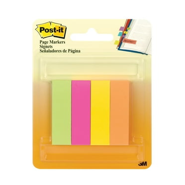 Post-it Page Markers, Assorted Colors , 1/2" x 2", 4 Pads