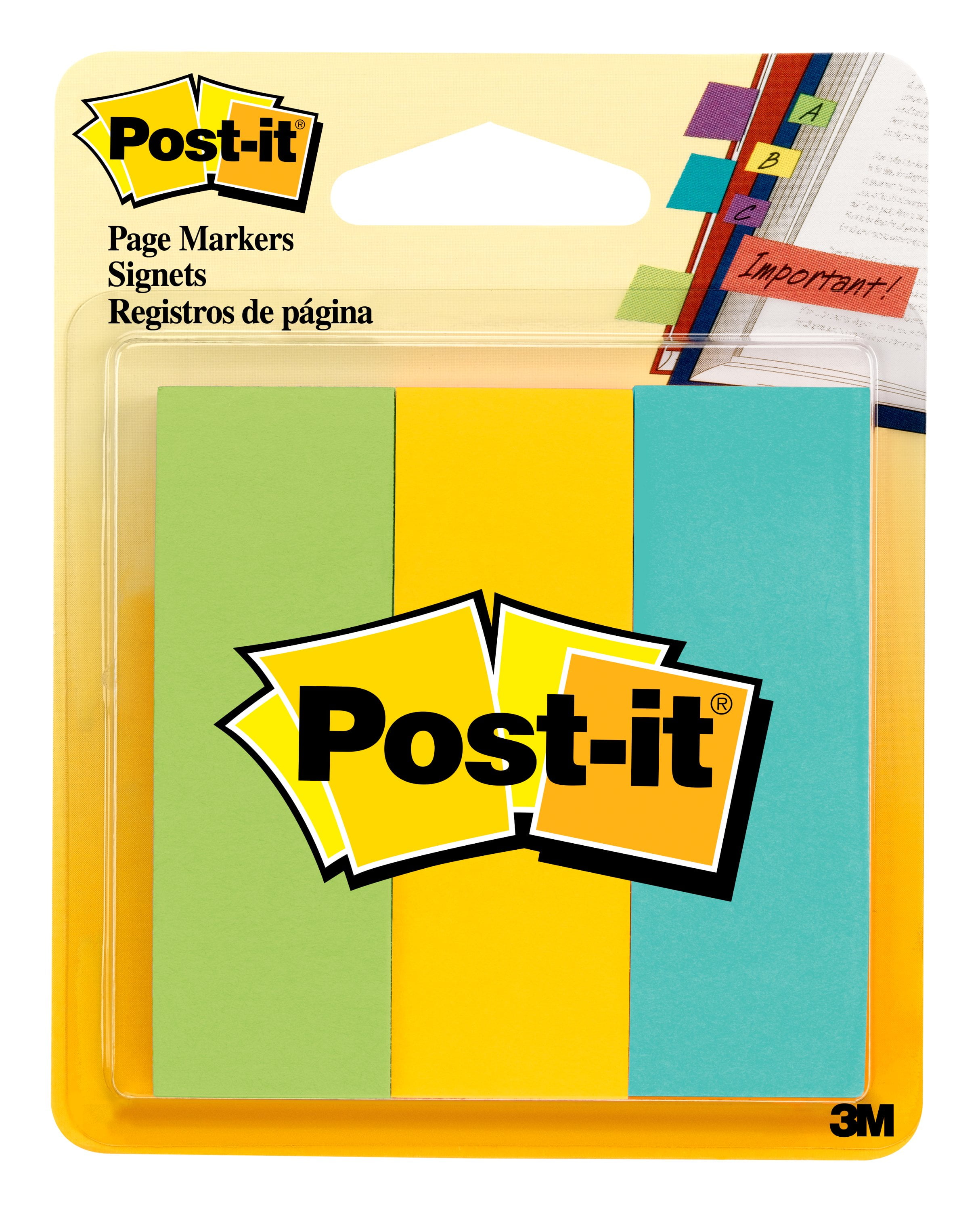 Post-it® Page Markers, Assorted Colors , 1 in. x 3 in., 50 Sheets/Pad ...