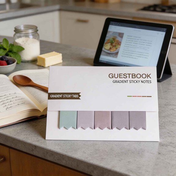 Post-it Page Markers, Gradient Page Markers, Vintage Tone Cute Note Tabs, Multicolor Self Adhesive Bookmark Stickers, Portable Marker Tabs for Office Study Daily Record Decoration