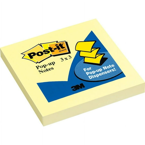 Post-it® Pop-up Notes - 1200 x Canary Yellow - 3" x 3" - Square - 100 Sheets per Pad - Unruled - Canary Yellow - Paper - Self-adhesive, Refillable | Bundle of 2 Packs