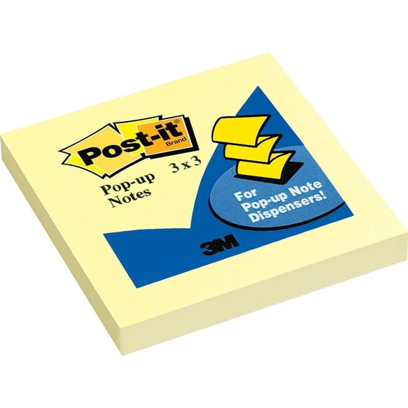 Post-it® Pop-up Notes - 1200 x Canary Yellow - 3" x 3" - Square - 100 Sheets per Pad - Unruled - Canary Yellow - Paper - Self-adhesive, Refillable | Bundle of 2 Packs