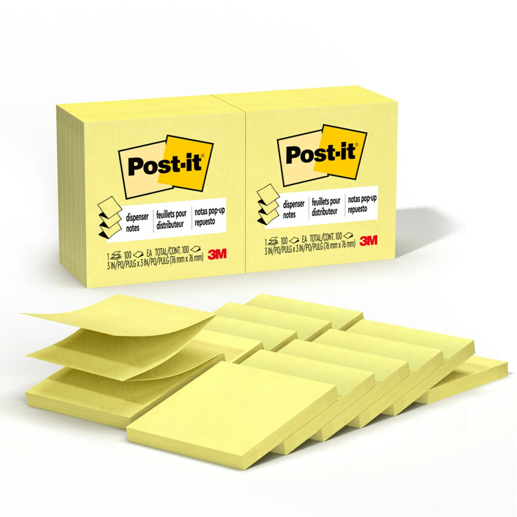 Post it® Pop up Notes, 3" x 3", Canary Yellow, Pack Of 12 Pads