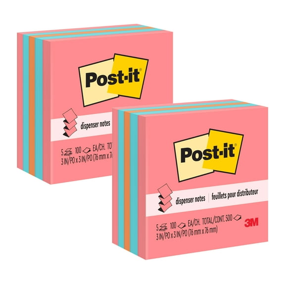Post-it Pop-up Notes, 3" x 3", Neon, 100 Sheets/Pad, 5 Pads/Pack, 2 Packs