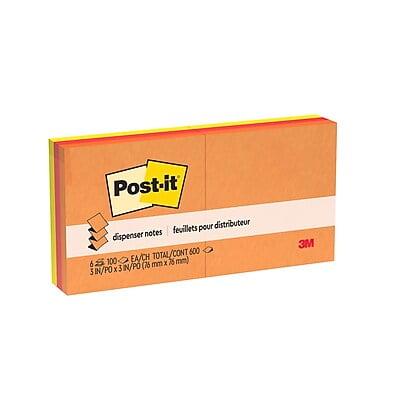 Post-it Pop-up Notes, 3" x 3", Sunburst Collection, 100 Sheets/Pad, 6 Pads/Pack (R330-SUN)