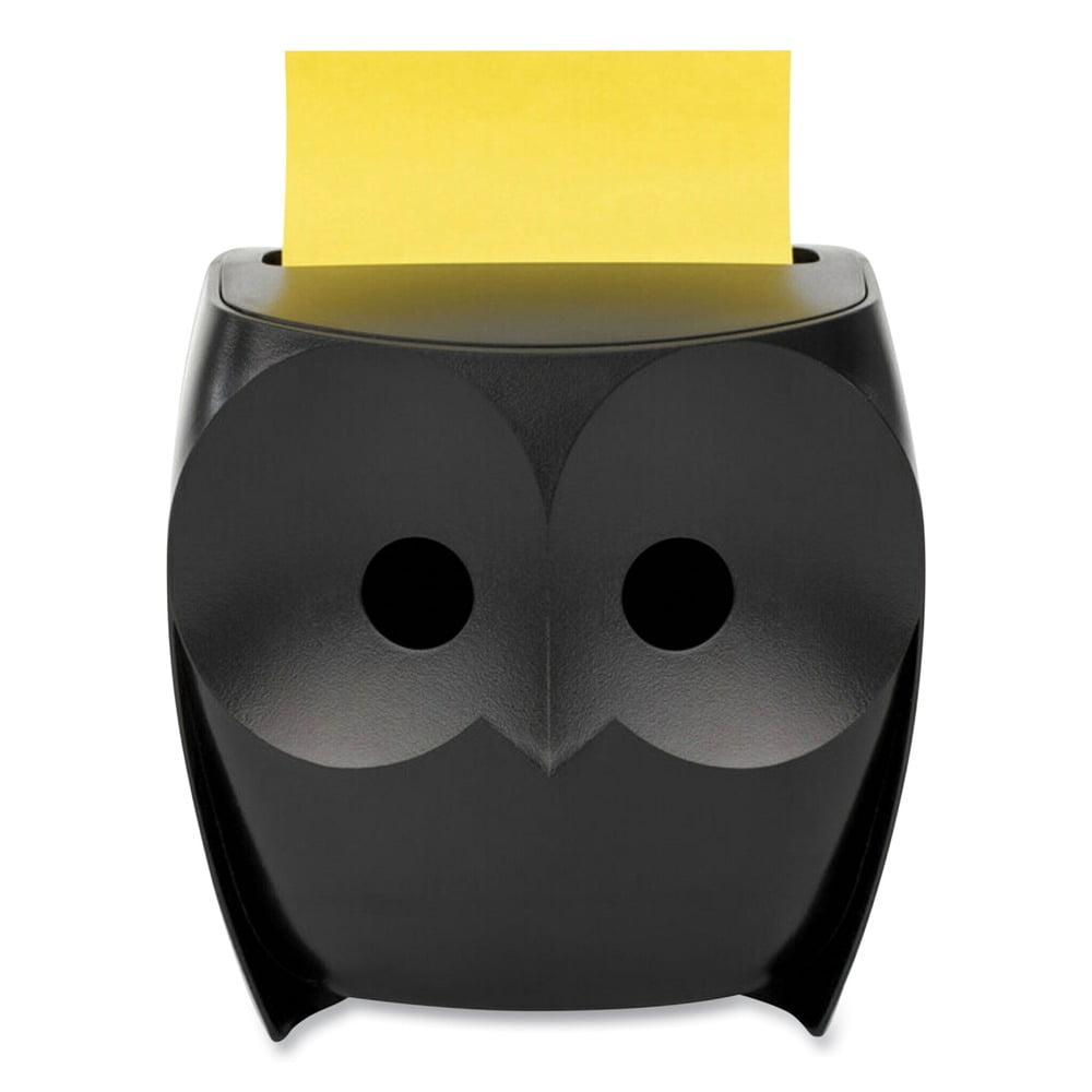 Owl-Shaped Dispenser, For 3 x 3 Pads, Black, Includes 45-Sheet Citron Super Sticky Dispenser Pop-Up Pad