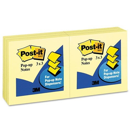 3M Post-it Pop-Up Notes, Canary Yellow, 3 in x 3 in, 100sht/pd