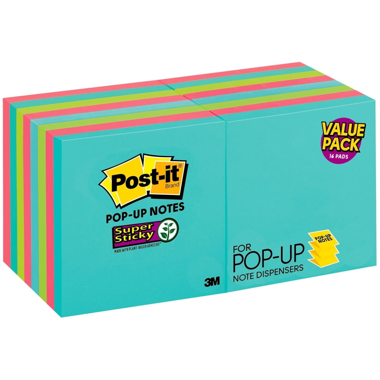 Post-it Pop-up Sticky Notes Value Pack Miami Collection 16 Pads per Pack