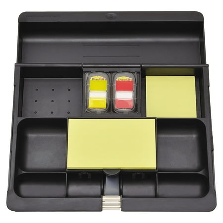 Post-it Recycled Plastic Desk Drawer Organizer Tray, Plastic, Black -MMMC71
