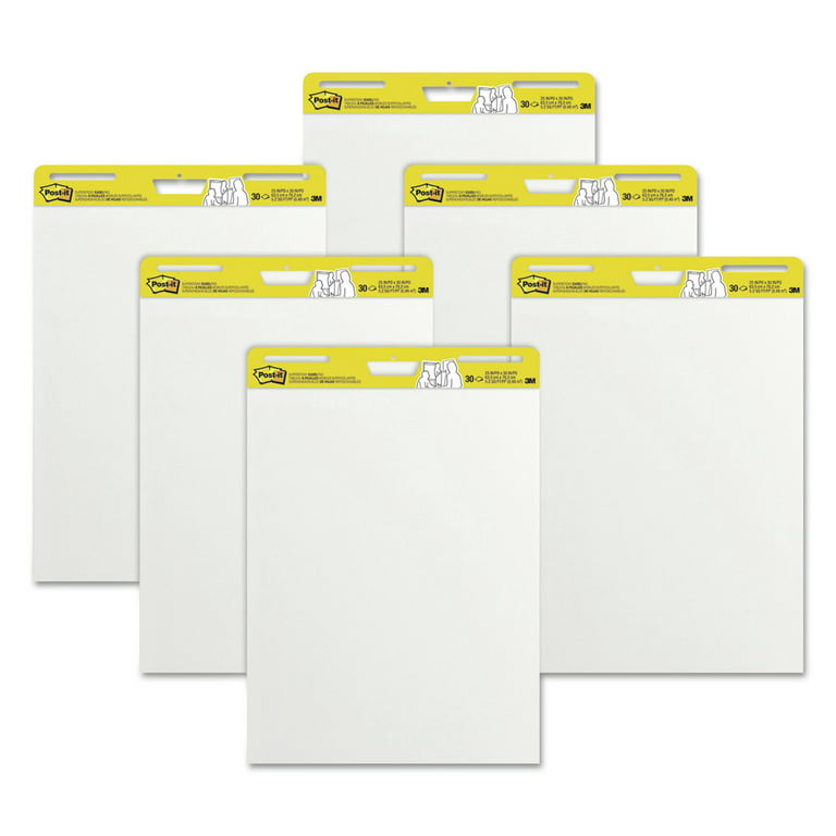 4 Pads Post-it Super Sticky Easel Pad 25 x 30 White, 30 Sheets/Pad