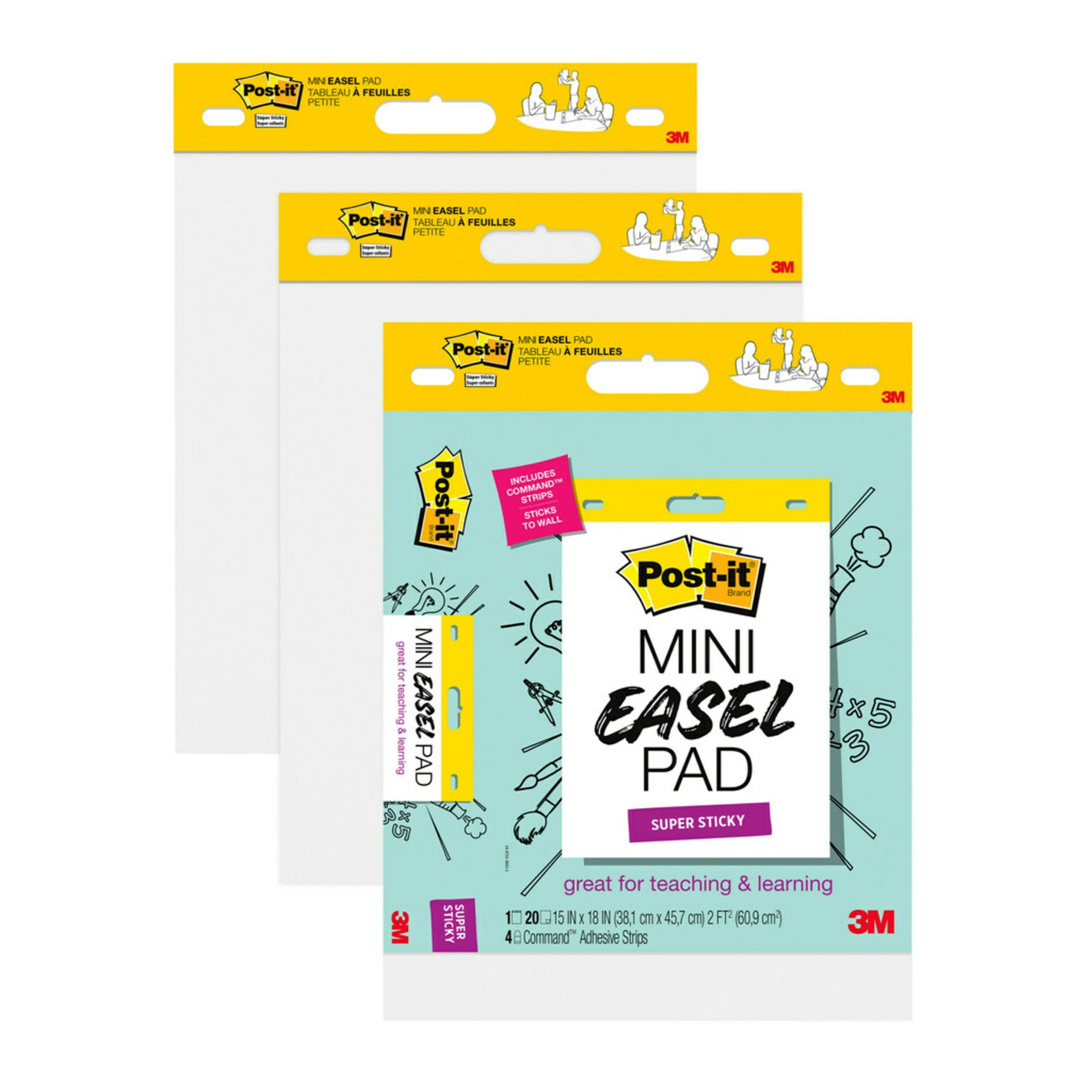 Post-it Self-Stick Mini Easel Pad, White, 15 in. x 18 in. 3 Pads