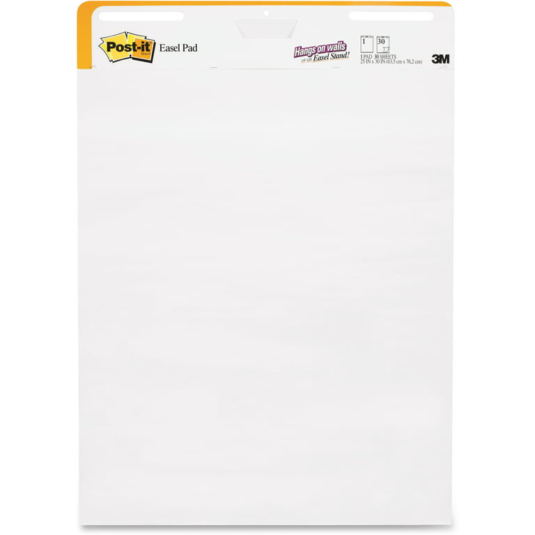 Post-it® Super Sticky Easel Pad, Short Backcard Format, White, 25 in x 30  in x 30 Sheets/Pad, 2 Pads/Pack