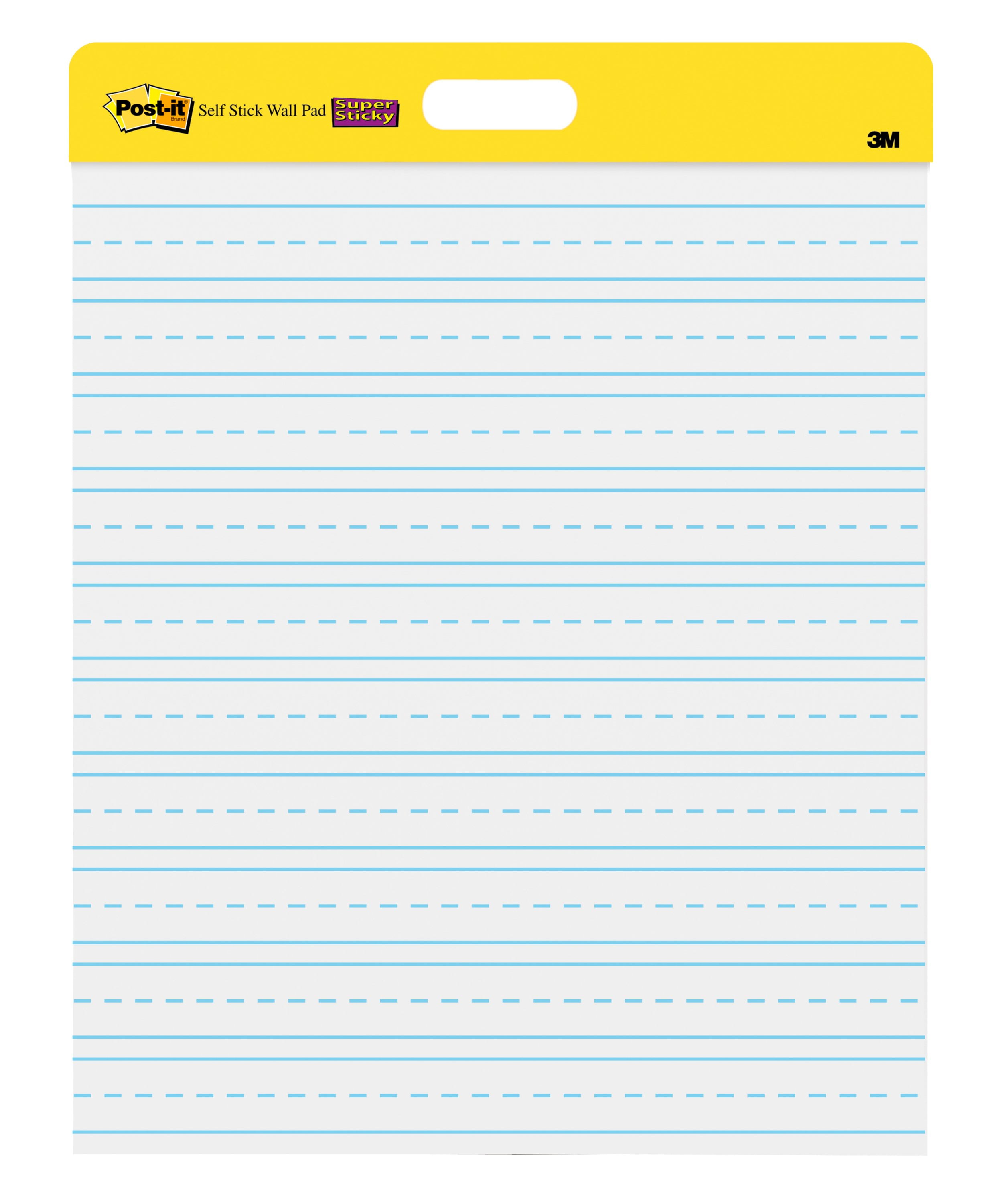 Post-it Self-Stick Wall Easel Primary Ruled Pad, 20W x 23H, White, 20 Sheets, 2/Pack -MMM566PRL