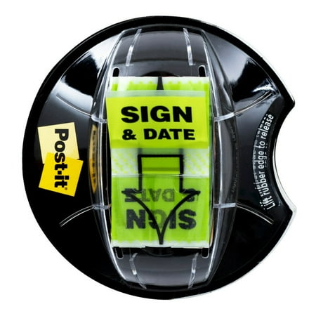 Post-it Sign and Date Flags, 1", Green Grip Dispenser, 200 Flags
