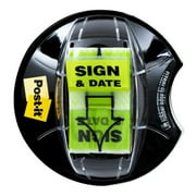 Post-it Sign and Date Flags, 1", Green Grip Dispenser, 200 Flags