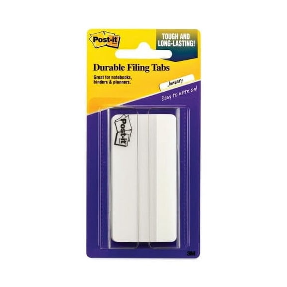 Post-it Solid Color Tabs, 1/3-Cut, White, 3" Wide, 50/Pack (686F50WH3IN)