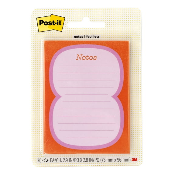 Post-it Mini List Sticky Notes, Orange-Pink, 2.9 in x 3.8 in, 1 Pad
