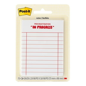 Post-it Mini List Sticky Notes, 'Procrastination in Progress', 2.9 in x 3.8 in, 1 Pad, 75 Sheets