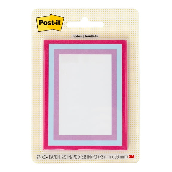 Post-it Mini List Notes, Pink-Blue-Purple, 2.9 in x 3.8 in, 1 Pad