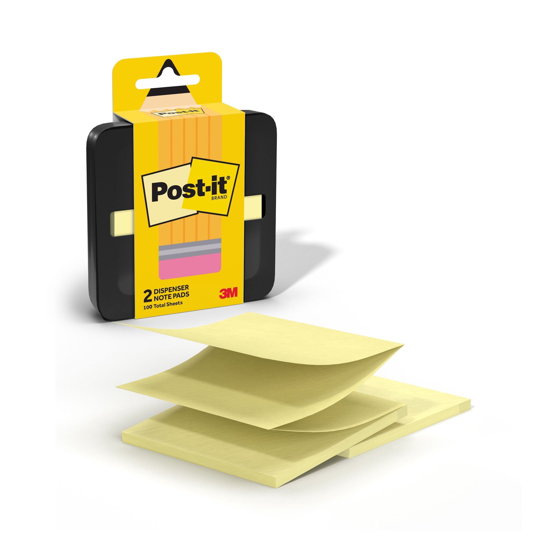 Post-it Sticky Note Dispenser Holder, Black, Includes 50 Sheets of 3in ...