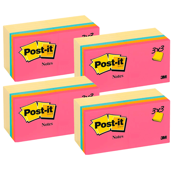 Post-it Sticky Notes: 3 in. x 3 in. (Neon Colors) 100-sheets per pad / [56-pack]