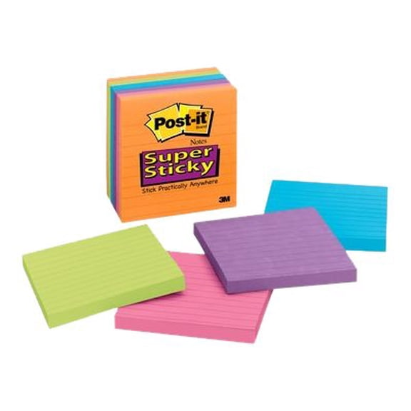 Post-it Super Sticky 675-6SSAN - Notes -  - 540 sheets (6 x 90) - electric glow - ruled