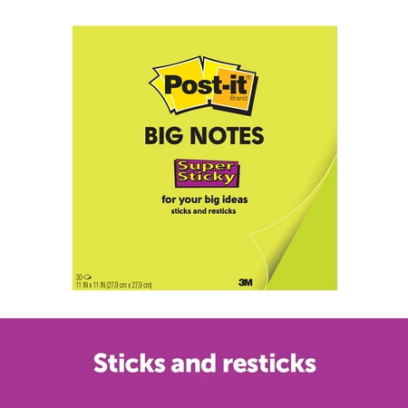 Post-it Super Sticky Big Notes, 11 in x 11 in, Neon Green