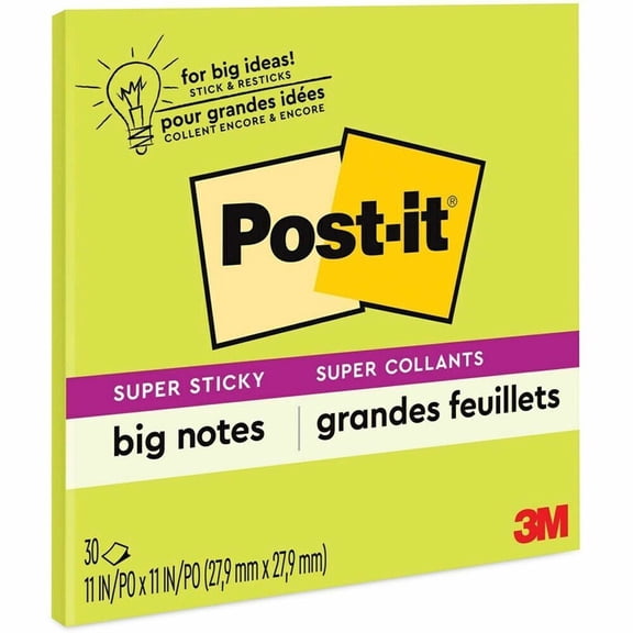 Post-it Super Sticky Big Notes, 11 in x 11 in, Neon Green