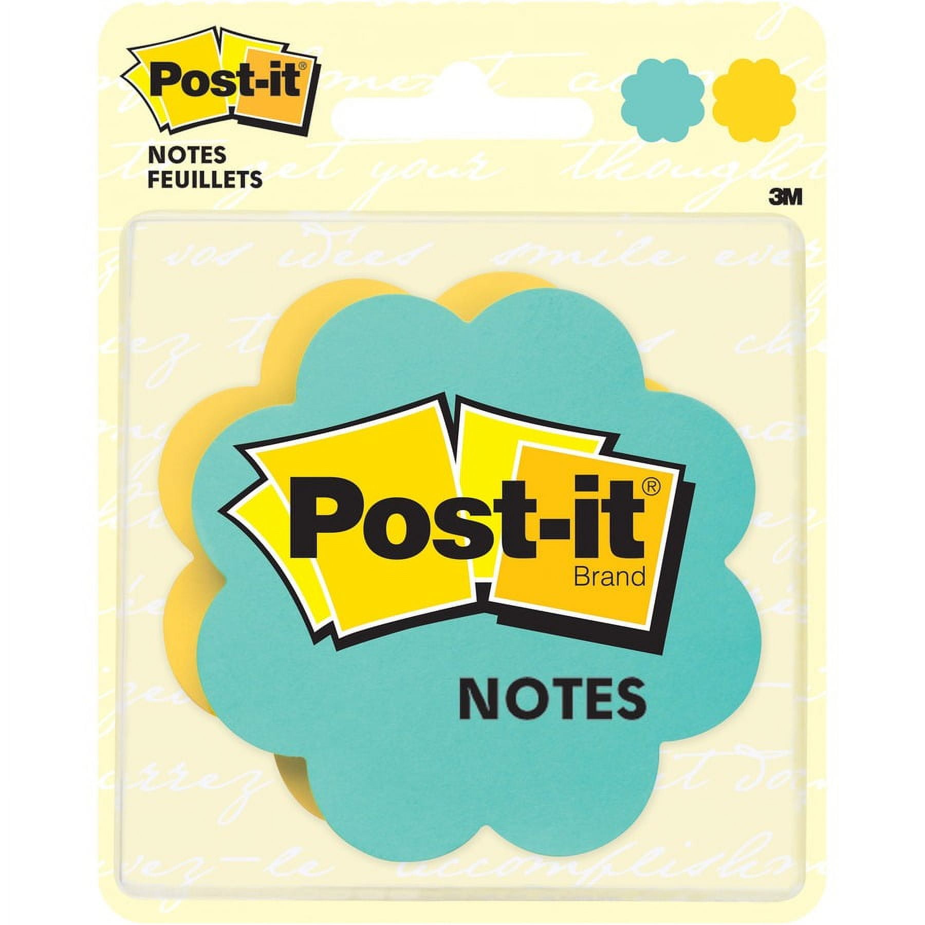 Post-it® Super Sticky Die-Cut Notes - 150 x Assorted - 3" x 3" - Daisy - Assorted - Self-adhesive - 2 / Pack | Bundle of 5