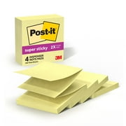 Post-it Super Sticky Dispenser Pop-up Notes, 3 in. x 3 in., Canary Yellow, 4 Pads