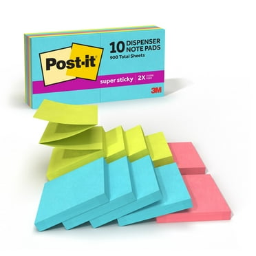 Post-it Super Sticky Dispenser Pop-up Notes, 3 in x 3 in, Supernova Neons, 10 Pad