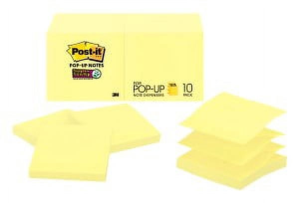 Post-it Super Sticky Dispenser Pop-up Notes R330-10SSCY, Canary Yellow, 3 in x 3 in, 90 sht/pad, 10 pad/pack