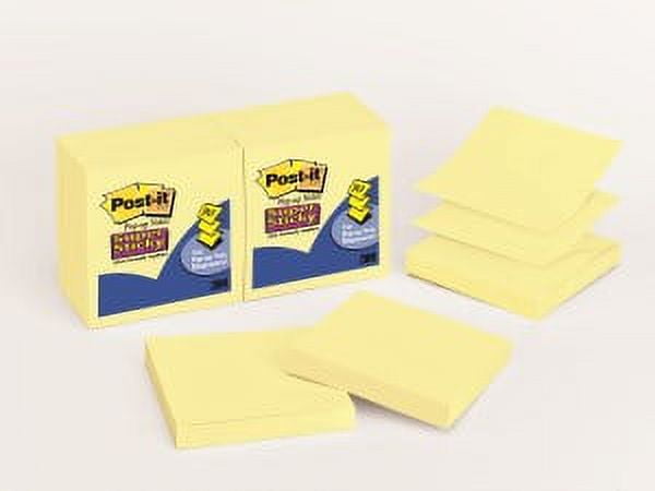 Post-it Super Sticky Dispenser Pop-up Notes R330-12SSCY, 3 in x 3, Canary Yellow, 90 sht/pad, 12 pad/pk