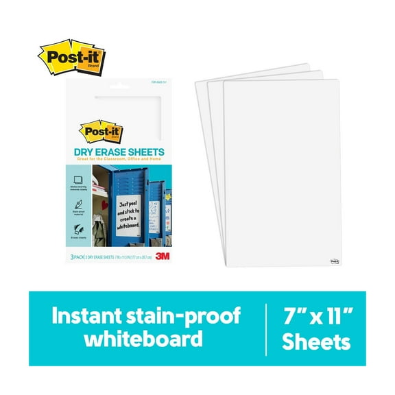Post-it Super Sticky Dry Erase Sheets, 7 in x 11.3 in, 3 Sheets Total