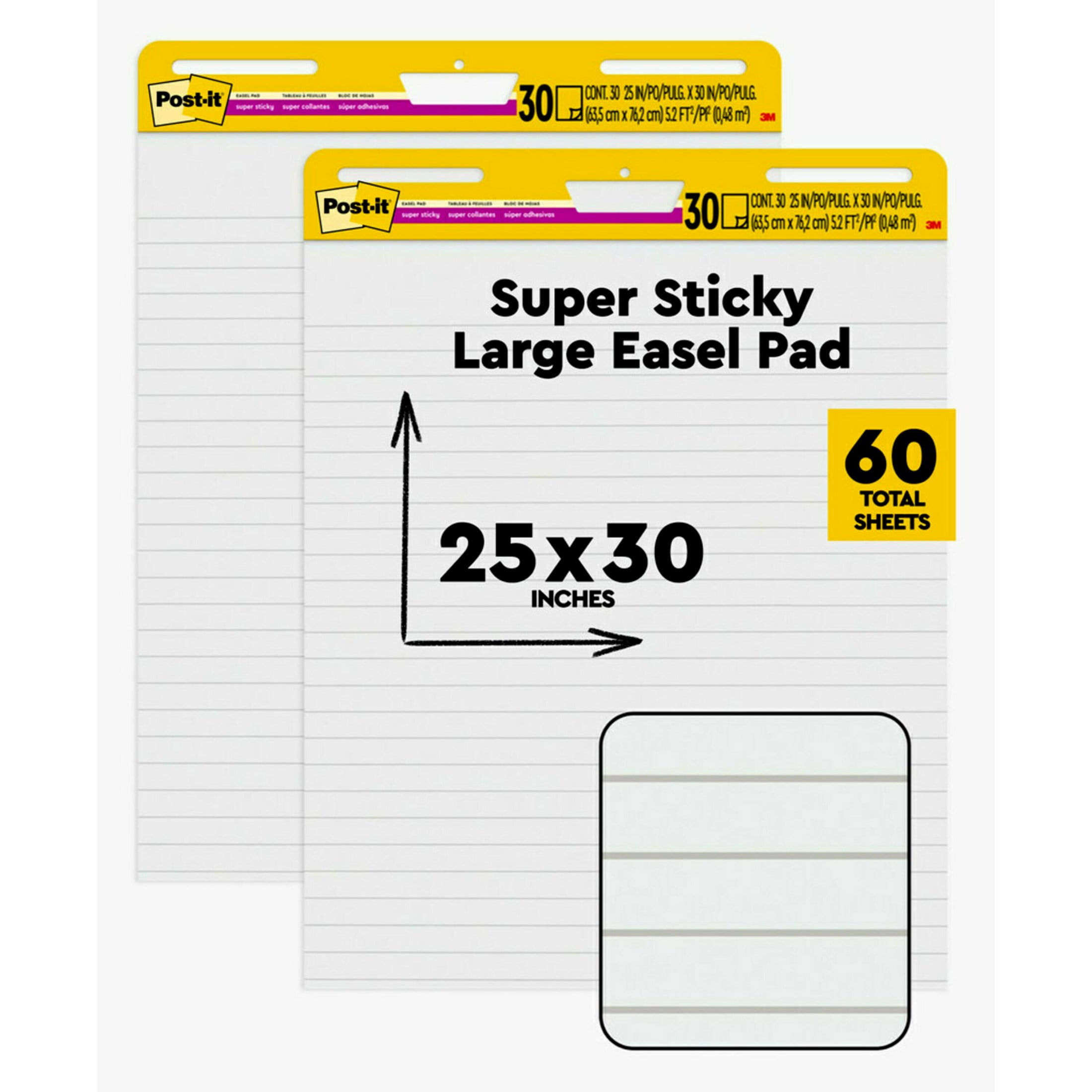Post-it Super Sticky Wall Easel Pad 25" x 30" Lined 30 Sheets/Pad 2 Pads/Pack (561WL-VAD-2PK)