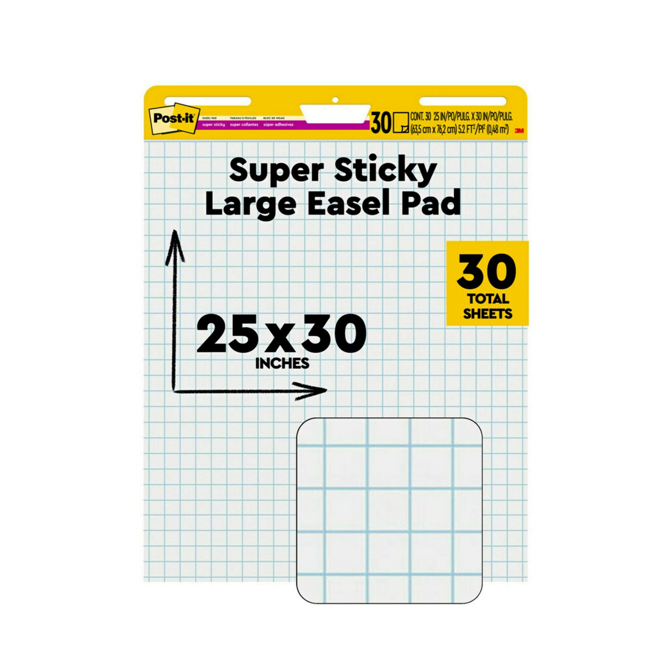 Super Sticky Large White Easel Pad with Grid Lines