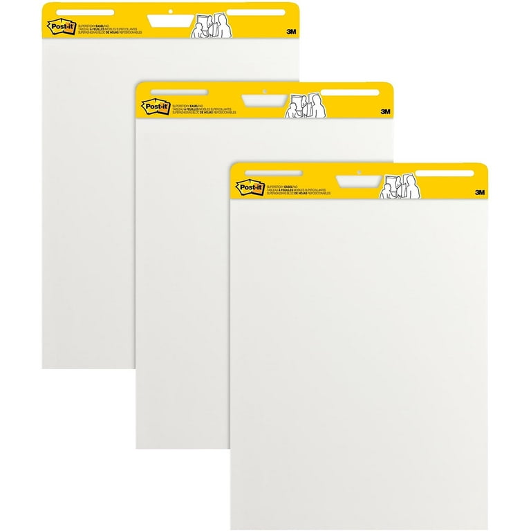 Post-it Super Sticky Easel Pad, 25 in x 30 in Sheets, Yellow Paper with  Lines, 30 Sheets/Pad, 4 Pads/Pack, Great for Virtual Teachers and Students