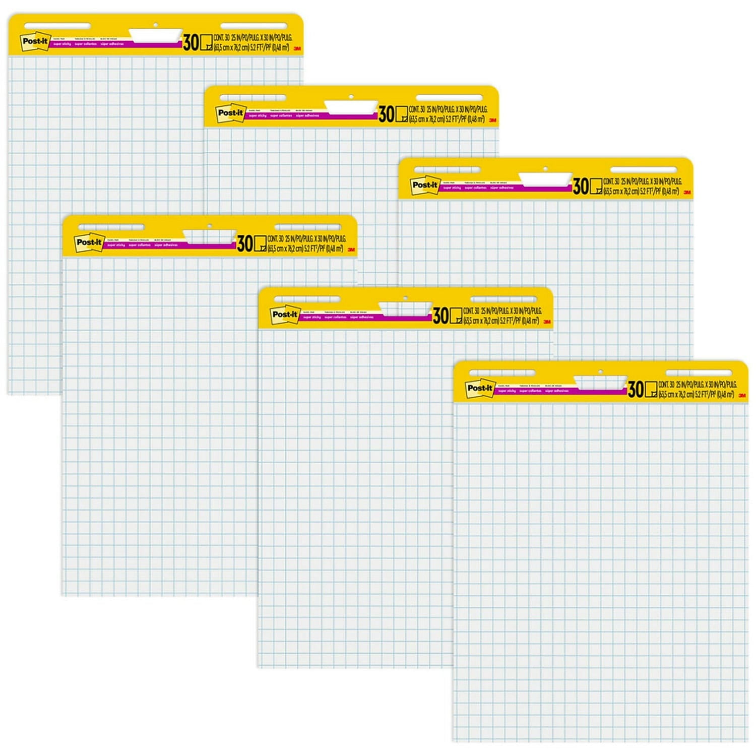 Post-it Super Sticky Easel Pad 25" x 30" White with Grid 30 Sheets/Pad 560