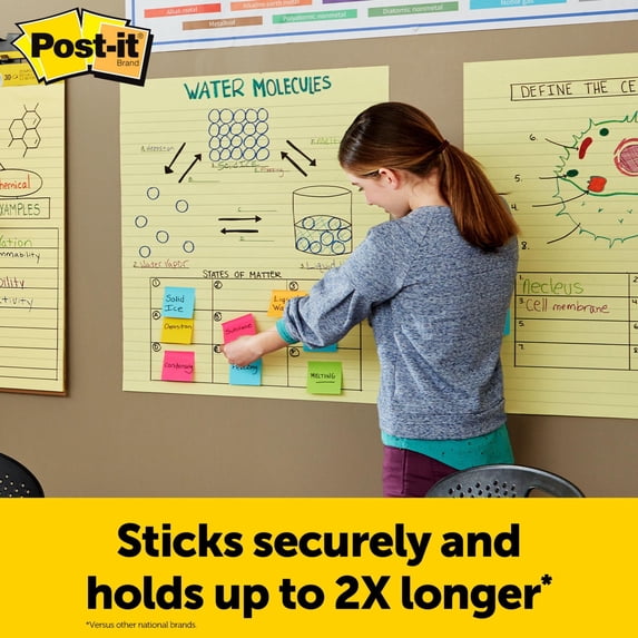 Post-it Super Sticky Easel Pad, 25" x 30", Yellow With Blue Lines, Pad Of 30 Sheets