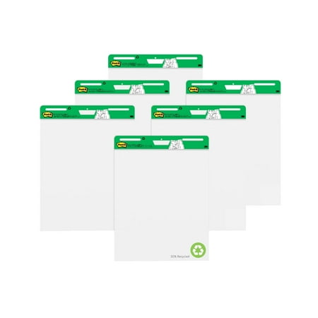 Post-it Super Sticky Easel Pad, White Recycled, 25 in. x 30 in., 6 Pads