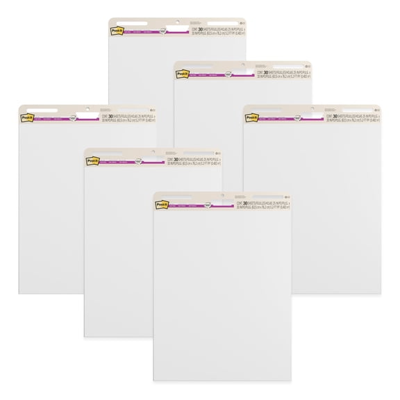 Post-it Super Sticky Easel Pad, White Recycled, 25 in. x 30 in., 6 Pads