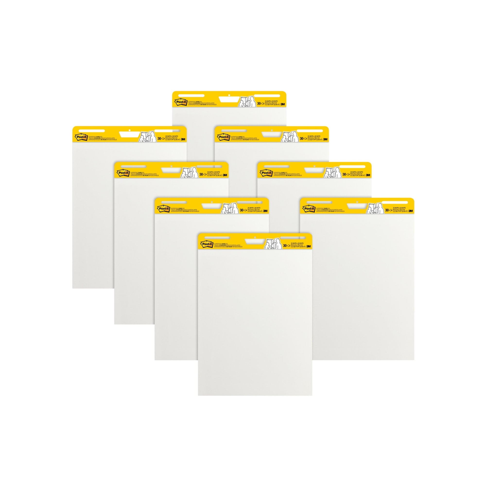 Post-it Super Sticky Easel Pads, 25 in x 30 in, 8 Pads, 30 Sheets/Pad,Great for Virtual Teachers and Students, White