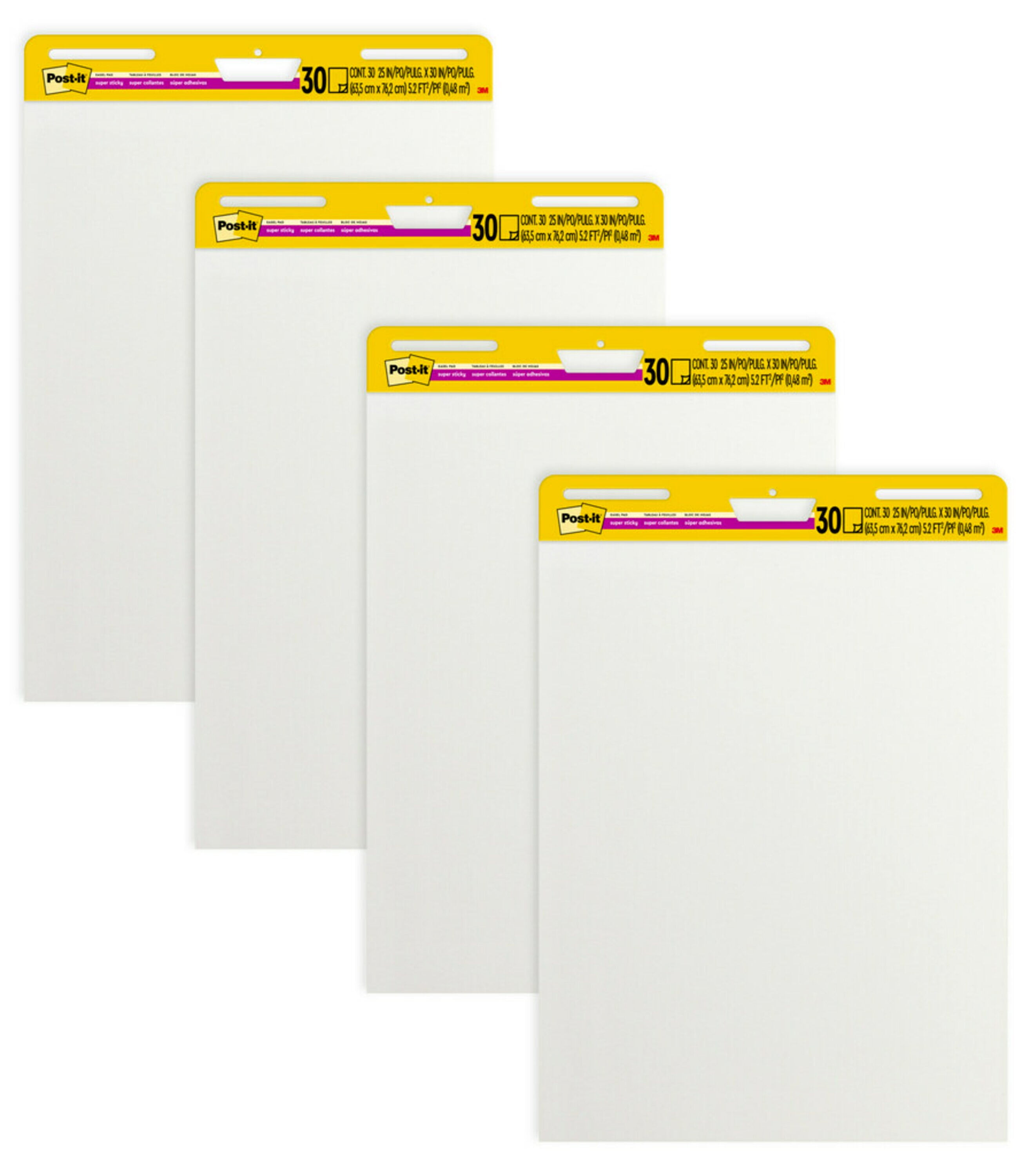Post-it Super Sticky Easel Pads, 25 in. x 30 in., White, 4 Pads