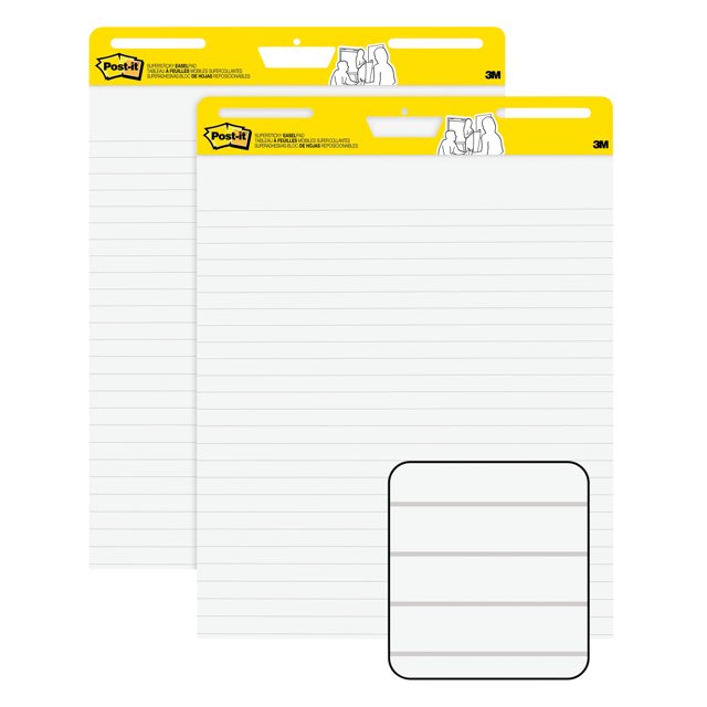 Postit Super Sticky Easel Pads, 25 x 30 Inches, Ruled, White, 30
