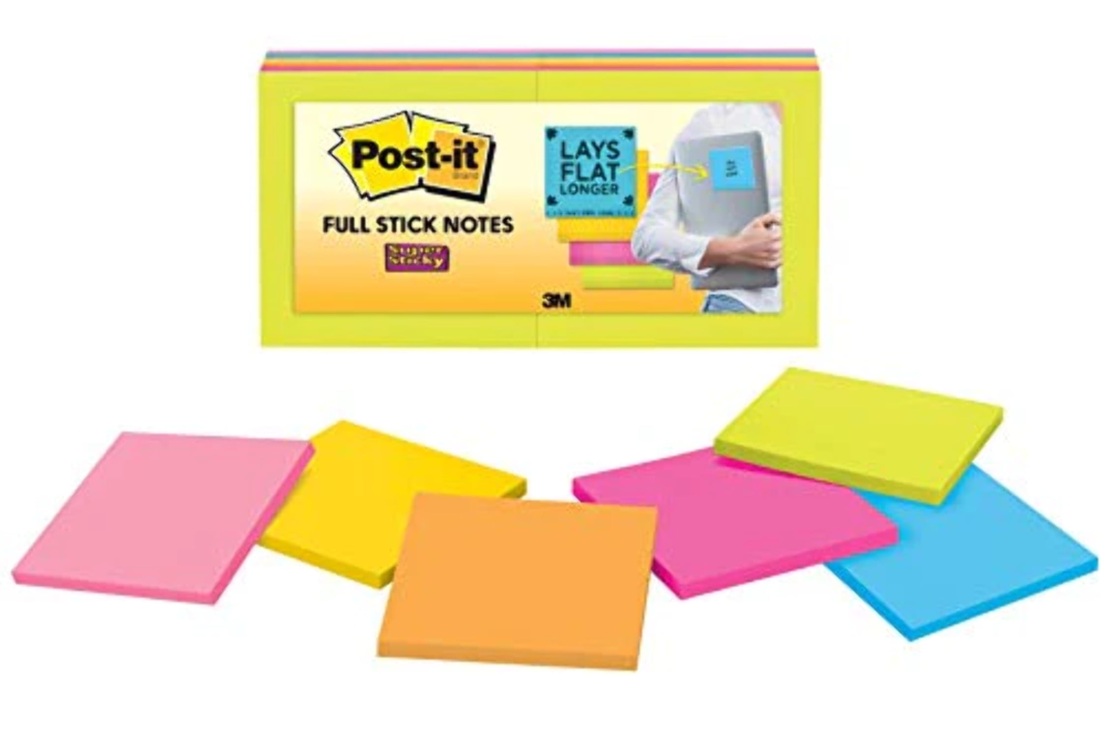 Postit Super Sticky Full Adhesive Notes, 2x Sticking Power, 2x